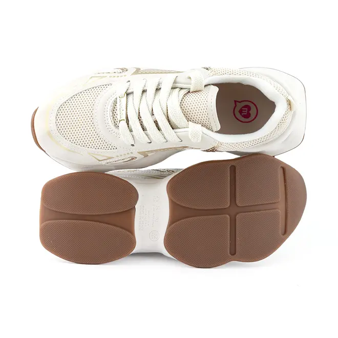 Tênis Molekinha Branco Off e Dourado Menina