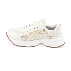 Tênis Molekinha Branco Off e Dourado Menina