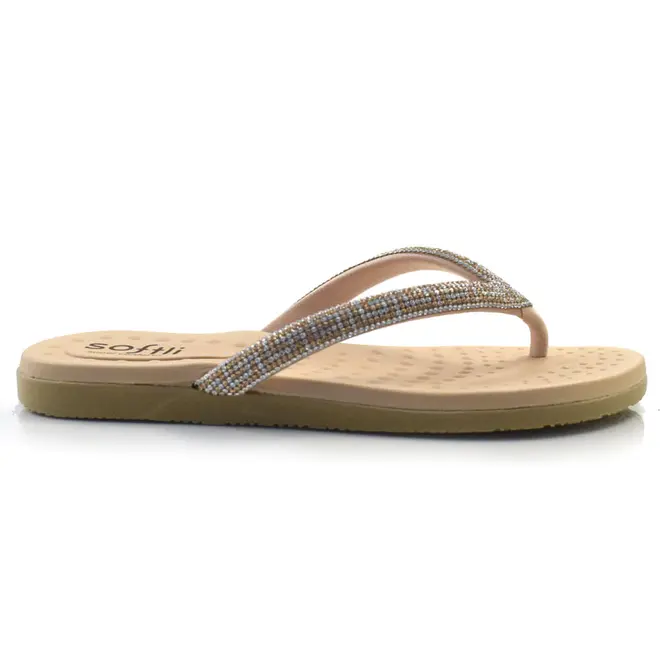 Sandália Rasteira Feminina Softli Creme 10015.10064