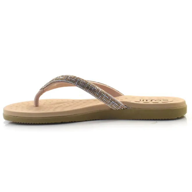 Sandália Rasteira Feminina Softli Creme 10015.10064