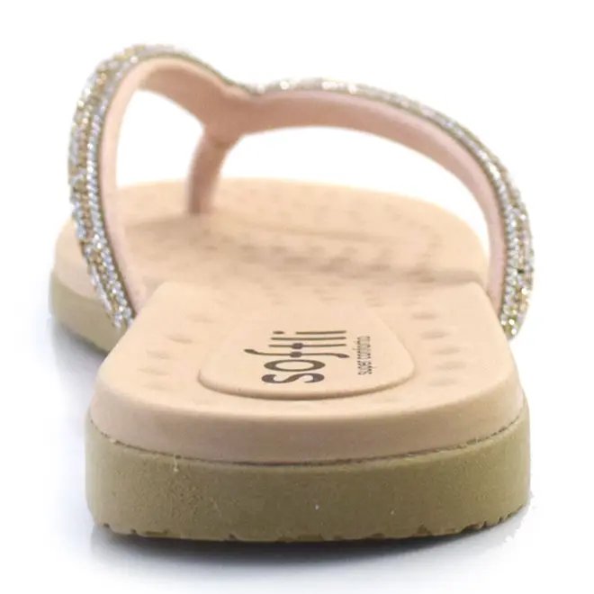 Sandália Rasteira Feminina Softli Creme 10015.10064