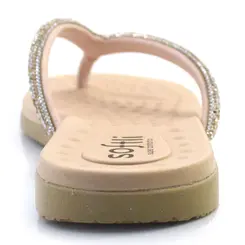 Sandália Rasteira Feminina Softli Creme 10015.10064