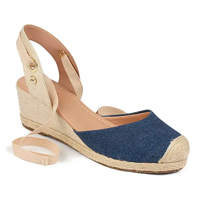 Sandália Anabela Espadrille Itapuã - Azul/Natural