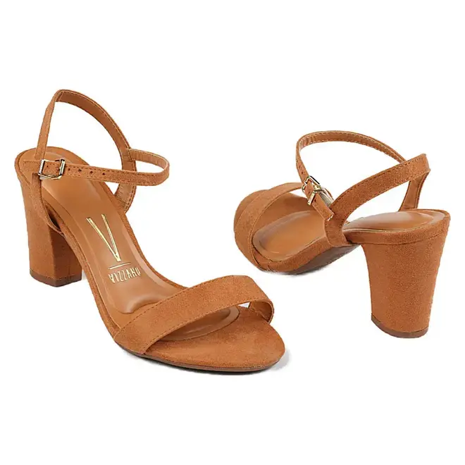 Sandália Vizzano Salto Grosso Camel Feminino