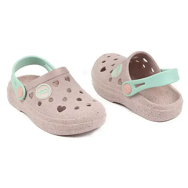 Babuche Infantil Mar & Cor - Cinza/Verde Menina