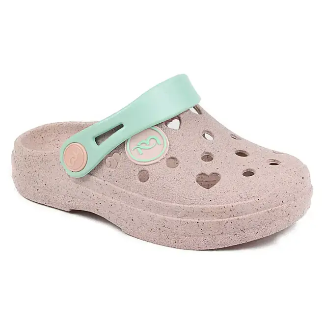 Babuche Infantil Mar & Cor - Cinza/Verde Menina