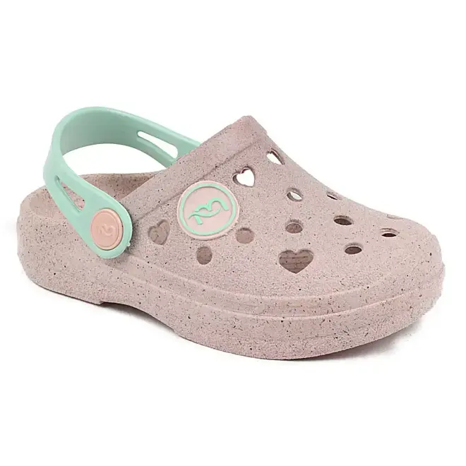 Babuche Infantil Mar & Cor - Cinza/Verde Menina