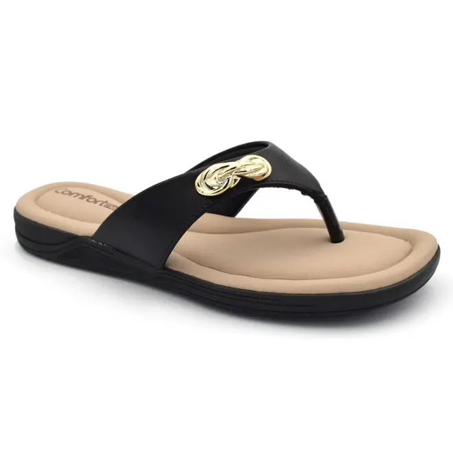 Sandália Rasteira Feminina Comfortflex Preto 2680401
