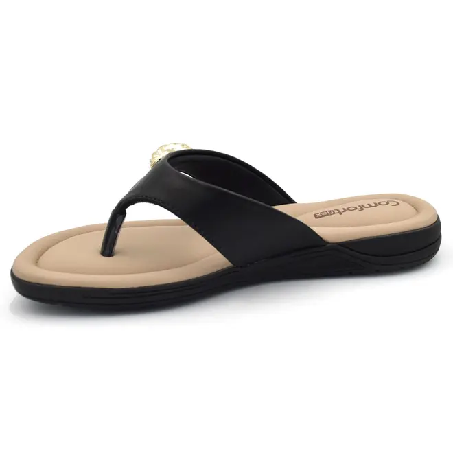 Sandália Rasteira Feminina Comfortflex Preto 2680401