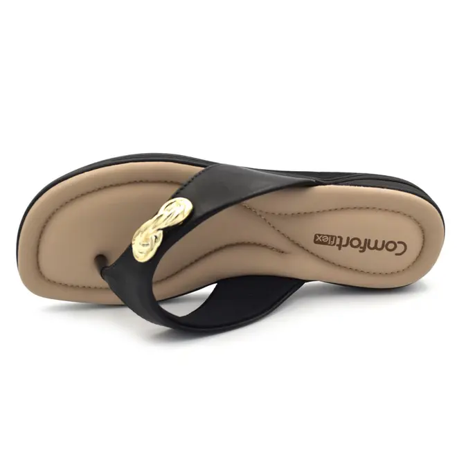 Sandália Rasteira Feminina Comfortflex Preto 2680401
