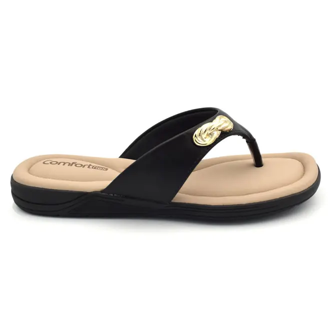 Sandália Rasteira Feminina Comfortflex Preto 2680401