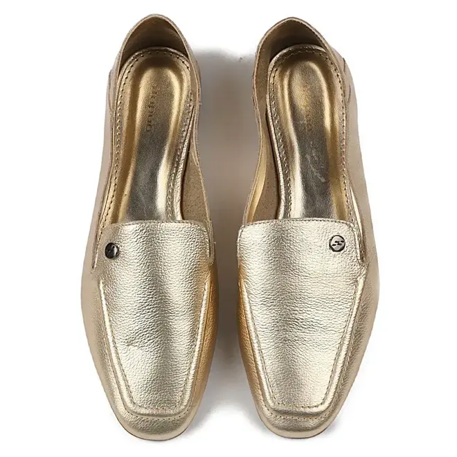 Mocassim Itapuã Couro Ouro Feminino