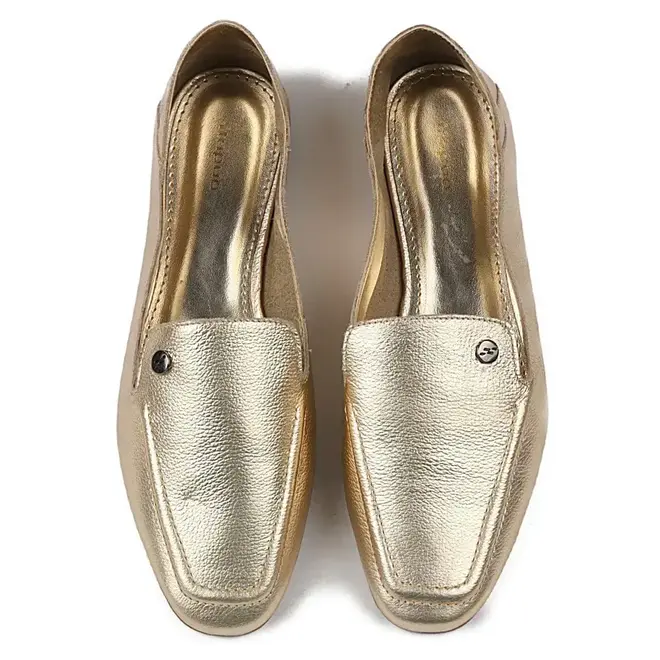 Mocassim Itapuã Couro Ouro Feminino