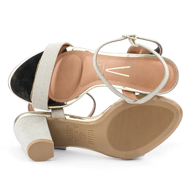 Sandália Festa Vizzano Shine Dourado Brilhante Feminino