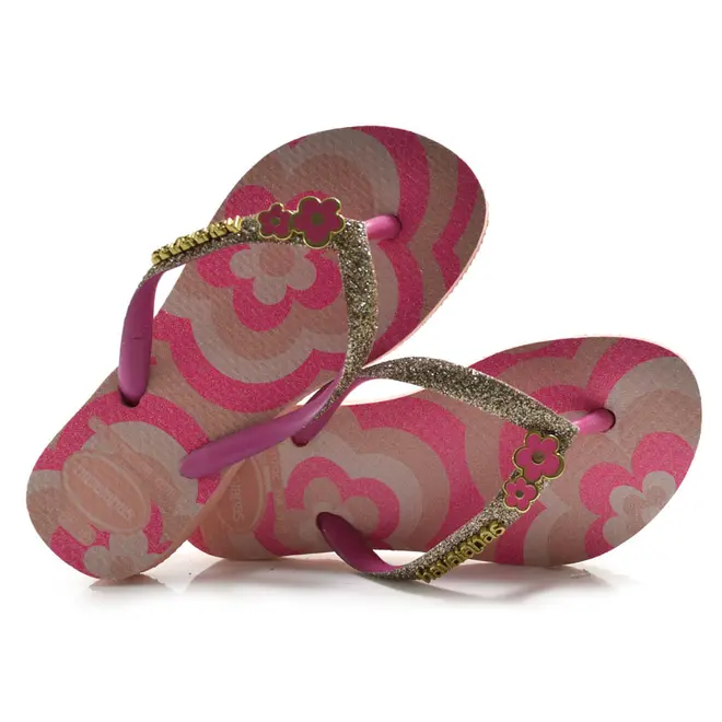 Chinelo Havaianas Infantil Slim Glitter Rosa 4146976
