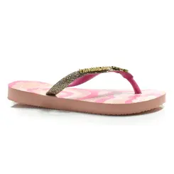 Chinelo Havaianas Infantil Slim Glitter Rosa 4146976