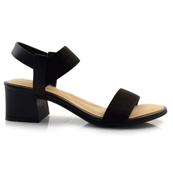 Sandália de Salto Bloco Feminina Comfortflex Preto 24-56401