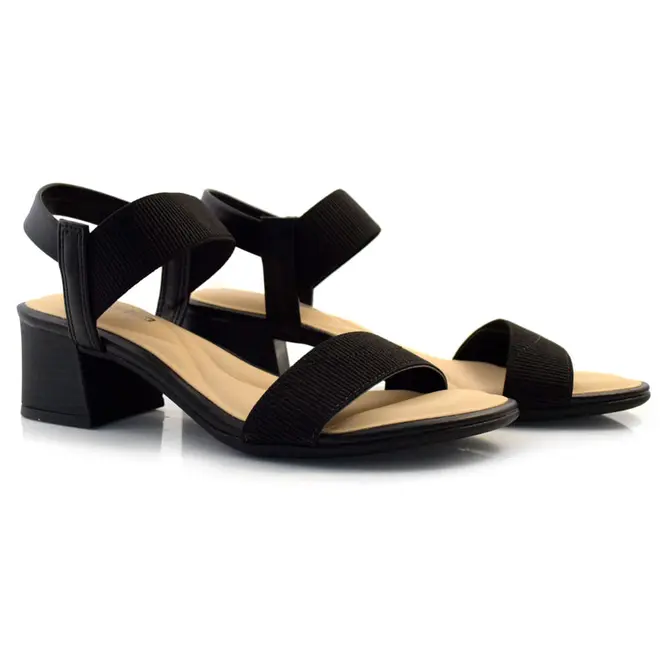 Sandália de Salto Bloco Feminina Comfortflex Preto 24-56401