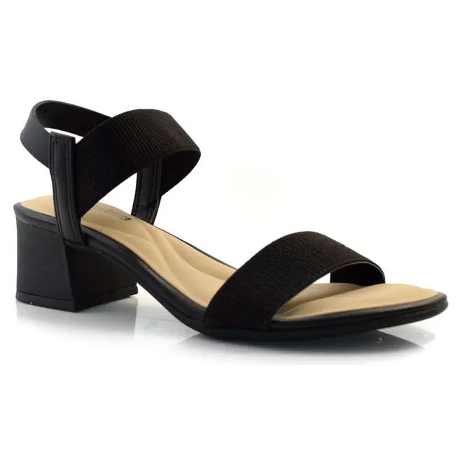 Sandália de Salto Bloco Feminina Comfortflex Preto 24-56401