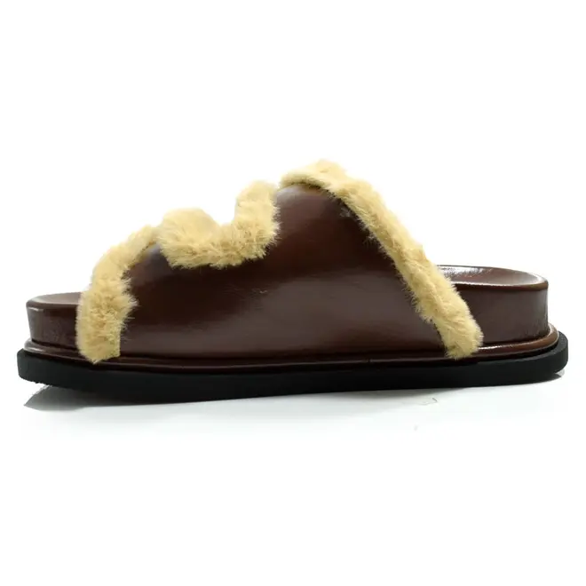 Sandália Flat Peluciada Suzzara Bege 706-634543