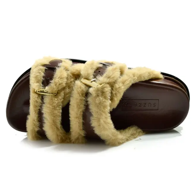 Sandália Flat Peluciada Suzzara Bege 706-634543