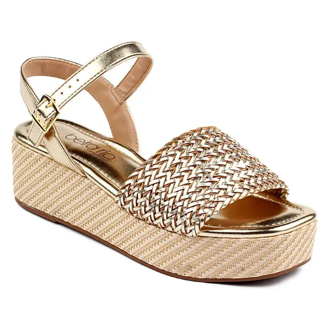 Sandália Flatform Beira Rio Dourado Feminino