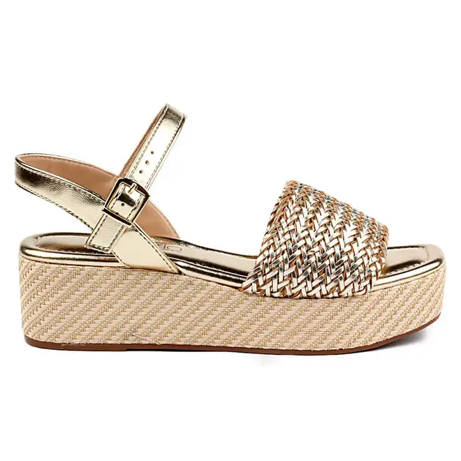 Sandália Flatform Beira Rio Dourado Feminino