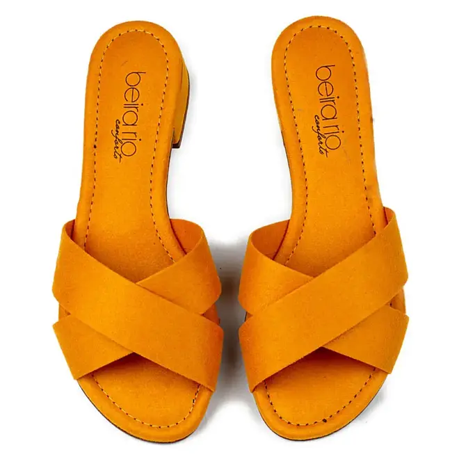 Tamanco Beira Rio Tiras Cruzadas Laranja Feminino