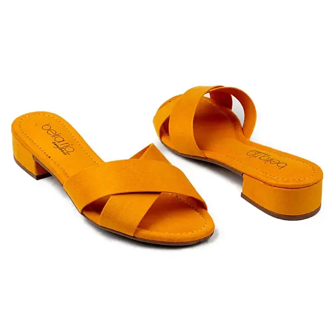 Tamanco Beira Rio Tiras Cruzadas Laranja Feminino