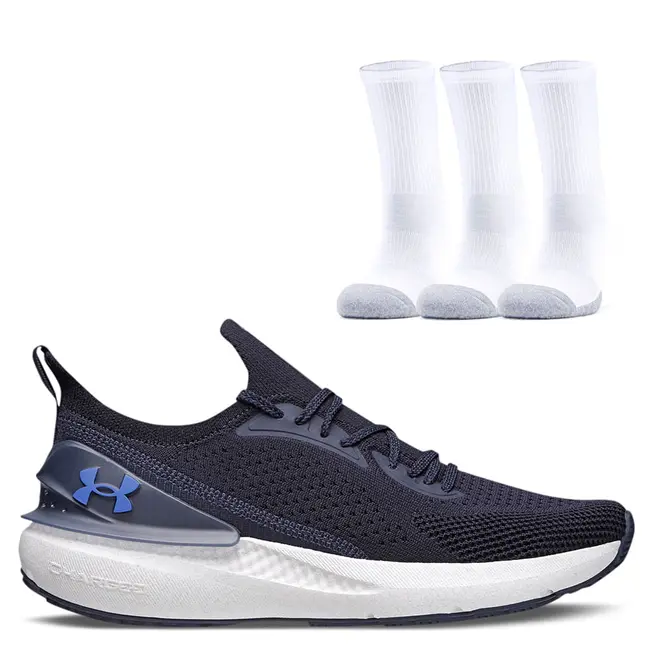 Kit Tênis Corrida Masculino Feminino Quicker e Pct Meias cano alto Under Armour