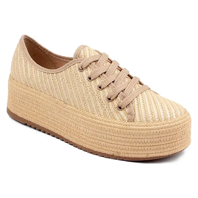 Tênis Casual Beira Rio Flatform Bege Feminino