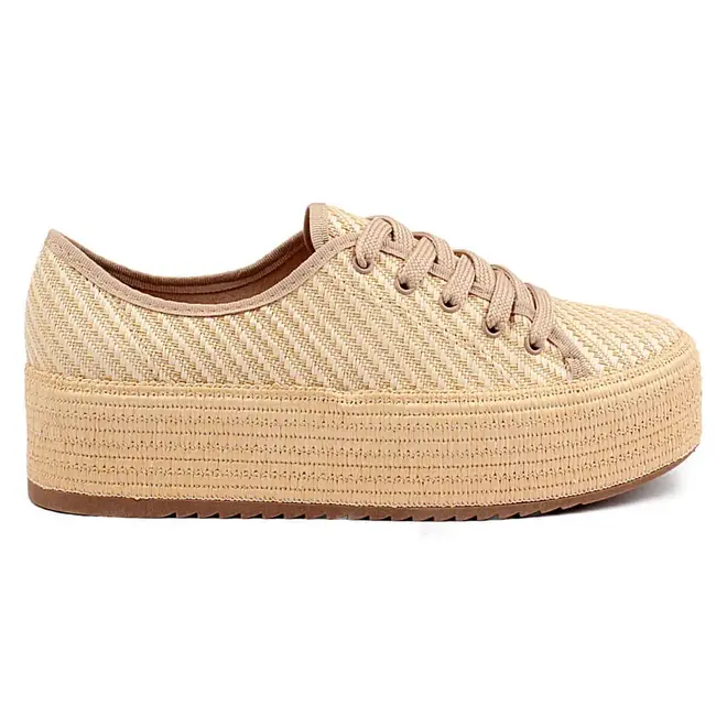 Tênis Casual Beira Rio Flatform Bege Feminino