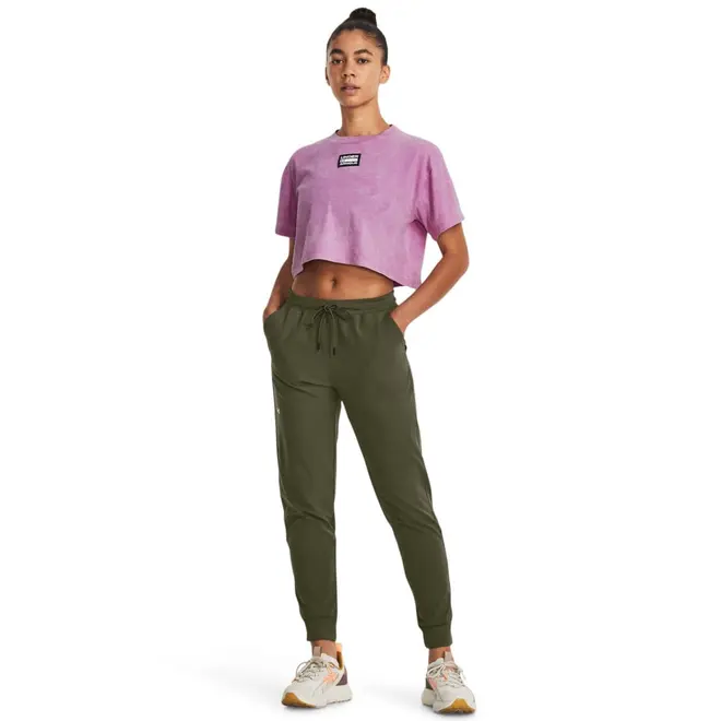 Camiseta Cropped de Treino Feminina Under Armour Logo Washed Woven