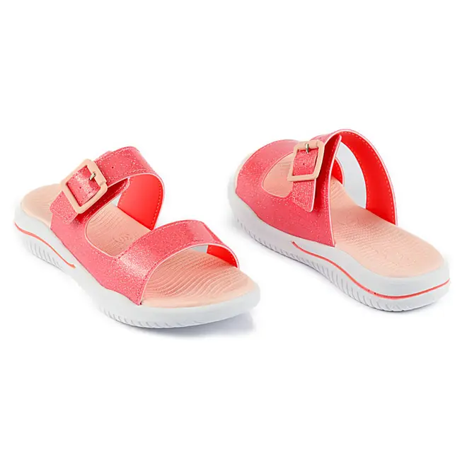 Tamanco Flatform Infantil Kidy Rosa e Branco