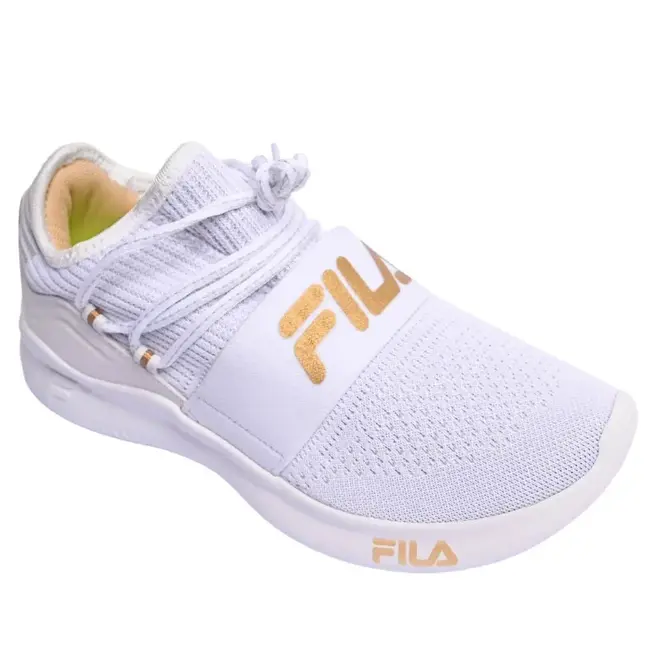 Tênis Esportivo Feminino Fila Trend 2.0 - Branco/Ouro