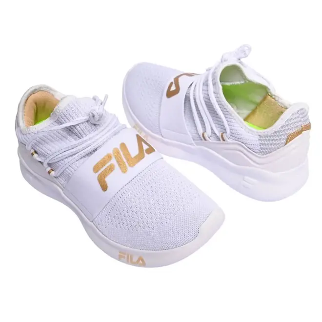 Tênis Esportivo Feminino Fila Trend 2.0 - Branco/Ouro