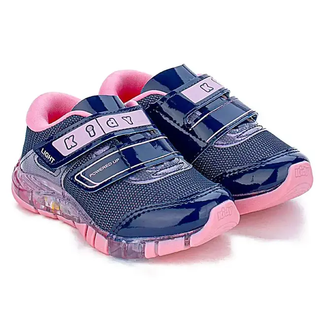 Tênis Casual Infantil Kidy Feminino Marinho/Rosa