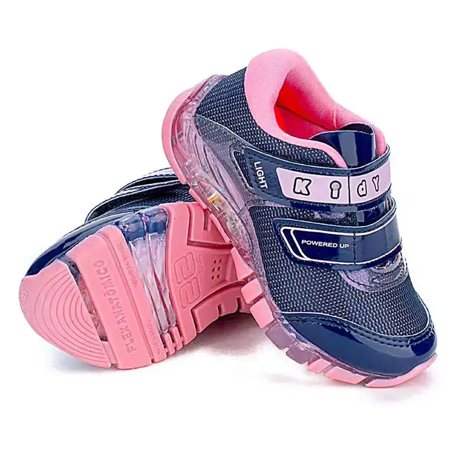 Tênis Casual Infantil Kidy Feminino Marinho/Rosa