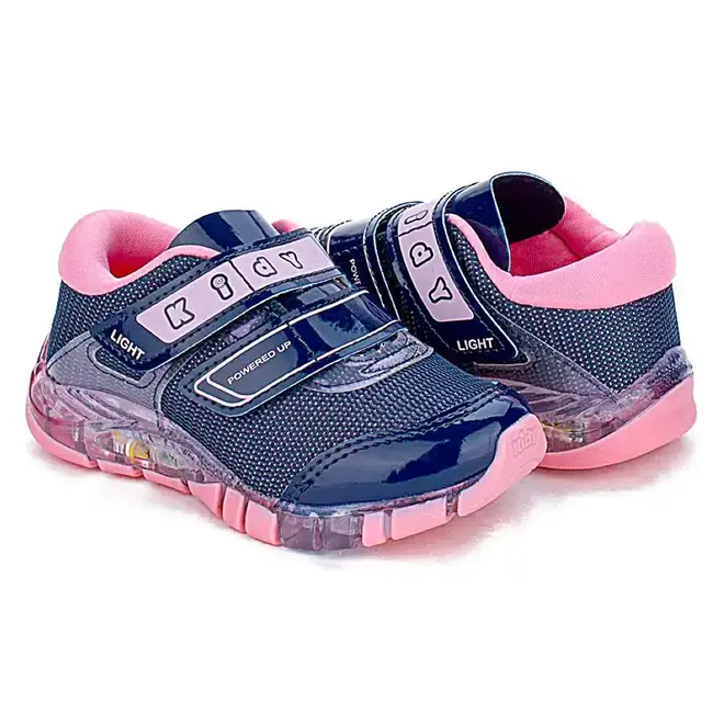 Tênis Casual Infantil Kidy Feminino Marinho/Rosa
