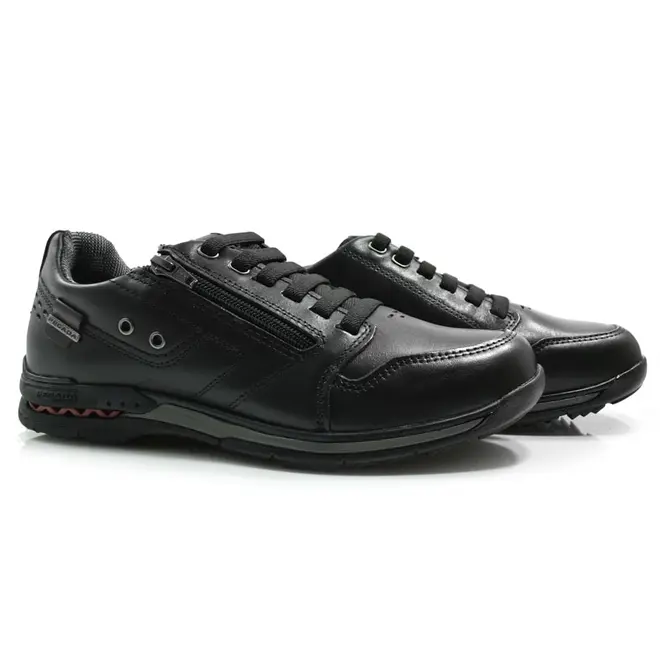 Sapatênis Masculino de Couro Pegada Preto 114858
