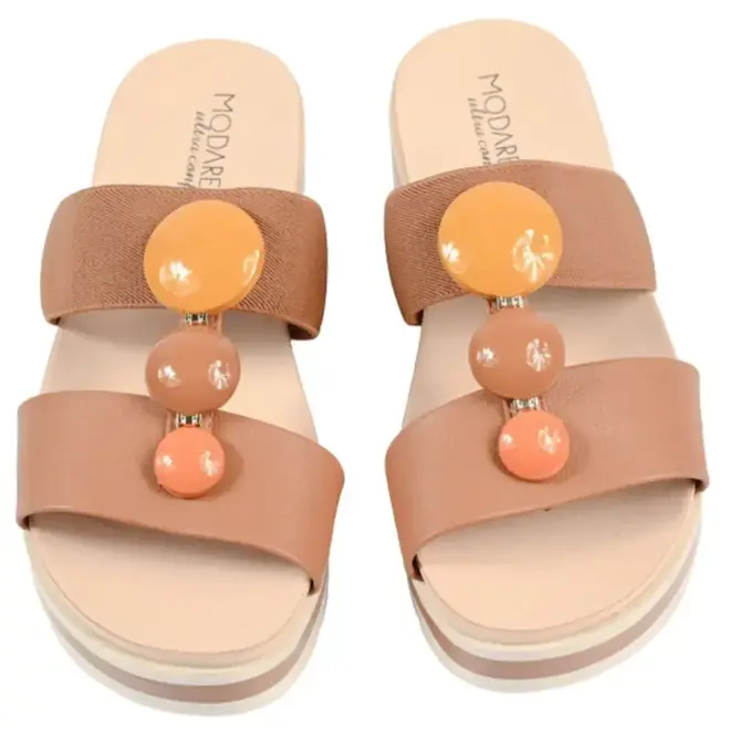 Tamanco Flatform Modare Bege e Marrom Feminino