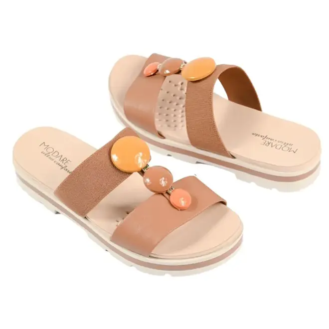 Tamanco Flatform Modare Bege e Marrom Feminino