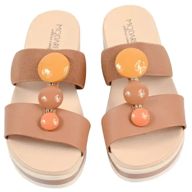 Tamanco Flatform Modare Bege e Marrom Feminino
