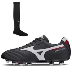 Kit Mizuno Morelia masculino 1 Chuteira de Campo Classic MD + 1 meião de futebol