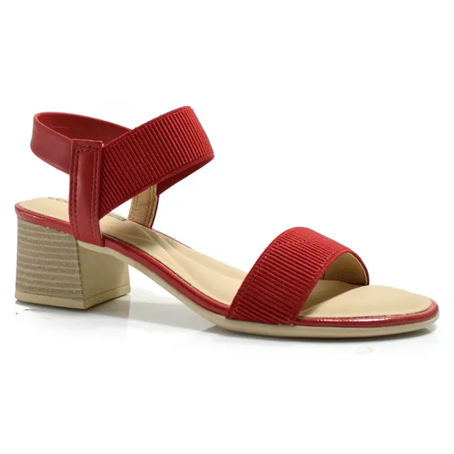 Sandália de Salto Bloco Feminina Comfortflex Vermelho 24-56401