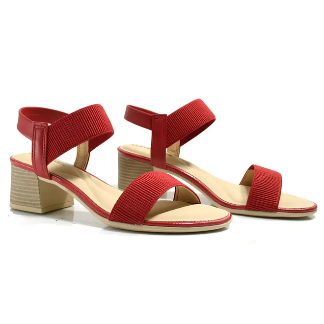Sandália de Salto Bloco Feminina Comfortflex Vermelho 24-56401
