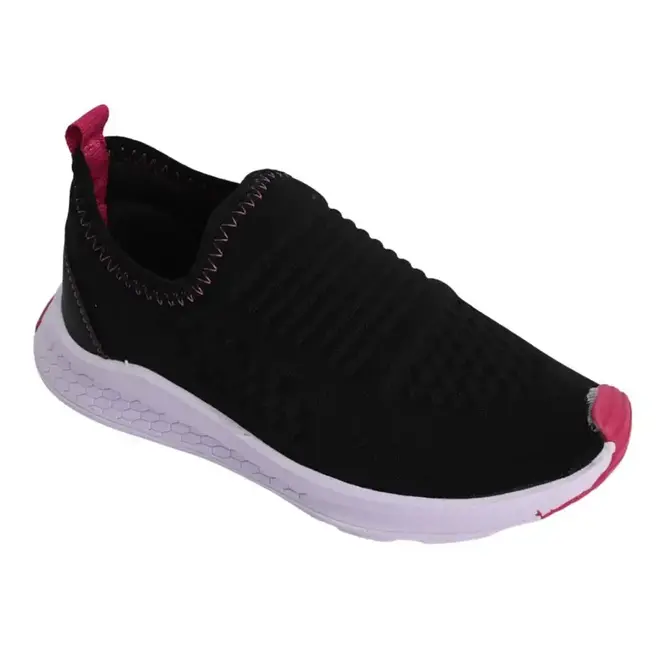 Tênis Casual Feminino Juvenil Batatinha - Preto/Rosa