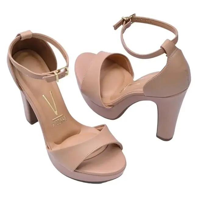 Sandália Salto Alto Vizzano Style Bege Feminino