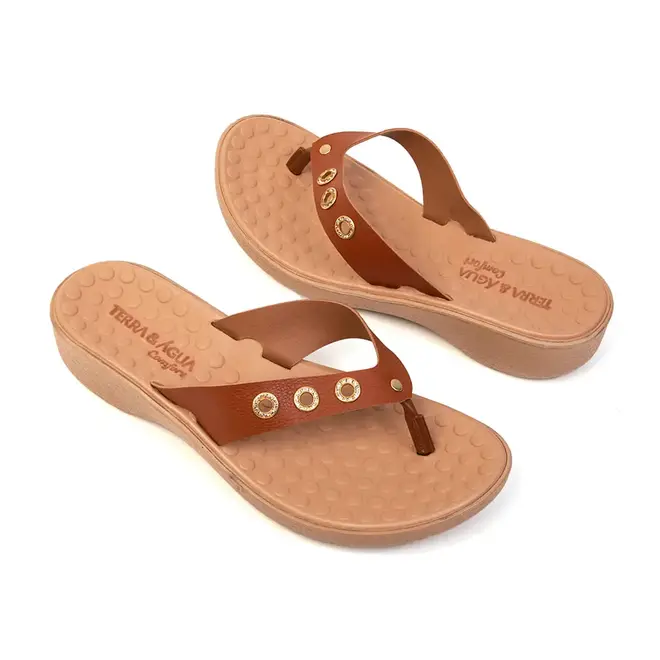 Tamanco Anabela Terra e Água Caramelo Feminino