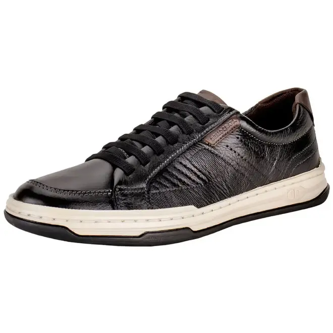 Sapatênis Casual Democrata Denim Jay Preto Masculino
